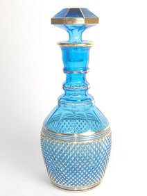 Vintage Imperial Glass Gilt Blue Mt. Vernon Decanr