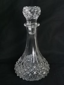 Vintage Diamond Point Cut Crystal Decanter