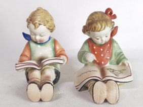 Pr. of Japanese Made Goebel Hummel Style Porcelain Book Ends