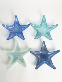 (4) Blue Glass Star Dishes