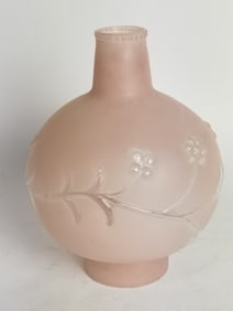 Vintage Pink Glass with Clear Flowers Globe Lamp S