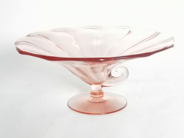 Vintage Fenton Pink Glass Pedestal Compote