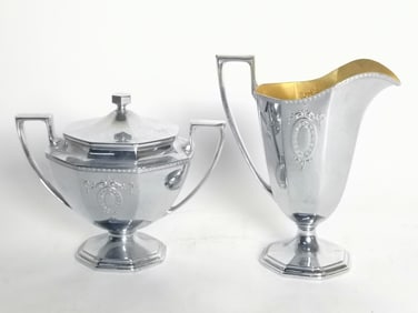 L.F. & C. Universal Metal Creamer and Sugar Bowl