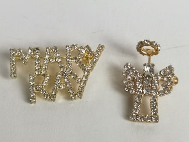 (2) Costume Rhinestone Brooches
