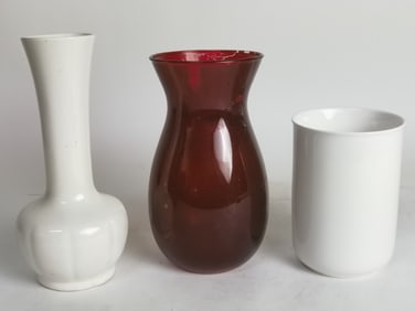 Three Glass/Porcelain Vases