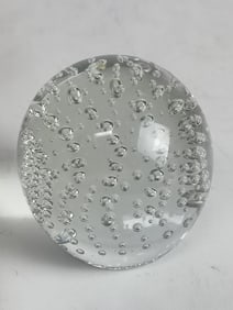 Unmarked Clear Bubble Glass Paperweight