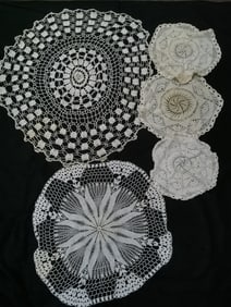 Group of Crochet Lace Table Mats