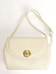 White Leather Flap Shoulder Bag