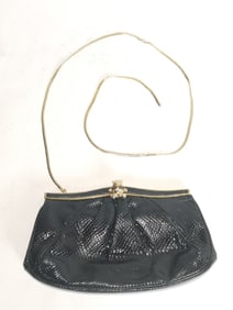 Vintage Judith Leiber Black Leather Shoulder Bag