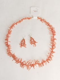 Pink Coral Branch Jewelry Set