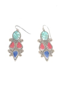 Pr. of Native American Style 925 Silver Earrings