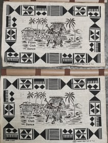 Pr. of Hawaiian Hanging Tapestry