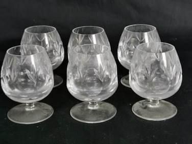 (6) Vintage Crystal Wine Glasses