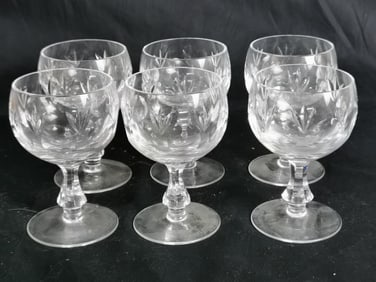 (6) Vintage Crystal Wine Glasses