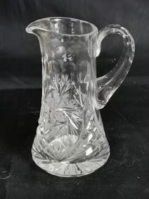 Old Cut Crystal Pitcher with Applied Handle