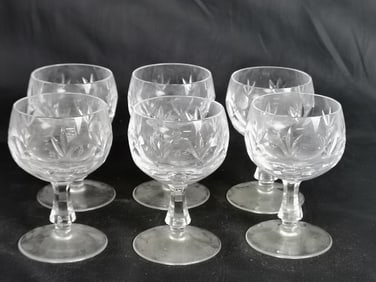 (6) Vintage Crystal Wine Glasses