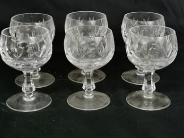 (6) Vintage Crystal Wine Glasses