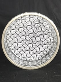 Vintage Cut Crystal Dish with Silver Rim