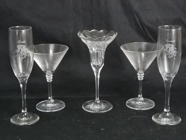 (5) Martini and Champagne Glasses