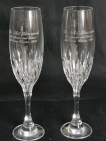 (2) Bohemia Crystal Champagne Glasses