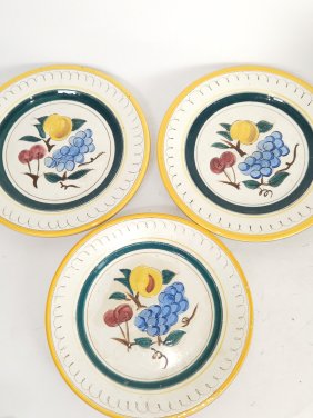 (3) Stangl Pottery Fruit Dinnerware with Yellow Trim