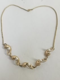 Gold Tone Faux Pearl Costume Necklace