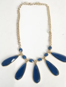 Blue Rhinestone Costume Necklace