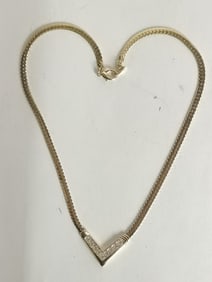 Gold Tone Rhinestone Costume Necklace