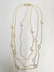 Gold Tone Faux Crystal Costume Necklace