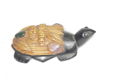 Stone Carved Turtle with Inlay
