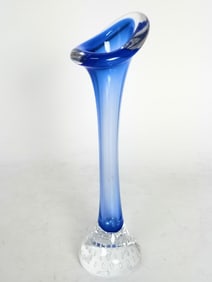 Vintage E&R Sweden Blue Blown Glass Vase
