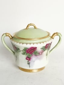 Haviland France Gilt Porcelain Floral Sugar Bowl