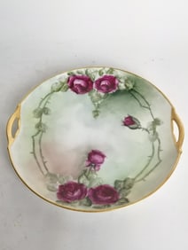 French Gilt Porcelain Hand Painted Plate, Dated