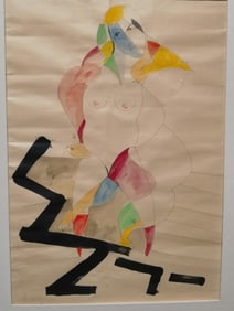 Contemporary Figural Watercolor Painting, Signed