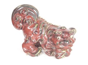 Vintage Chinese Porcelain Red Glaze Lions