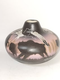M. Mayby Navajo Hozoni Pottery Vase