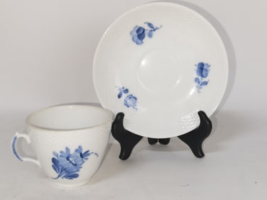 Royal Copenhagen Porcelain B&W Floral Tea Cup