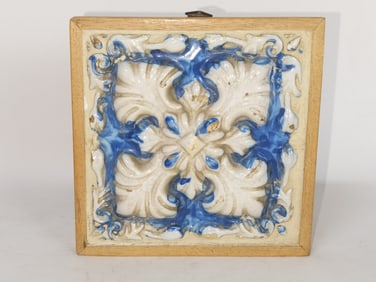 Antique Italian Blue/White Enameled Porcelain Tile