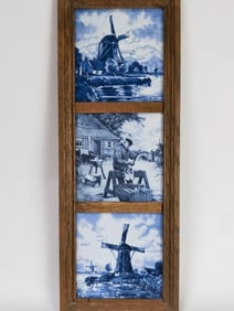 Vintage England Blue and White Porcelain Plaque