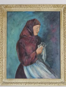 "Concentration" Oil Painting on Canvas by C. Gilly