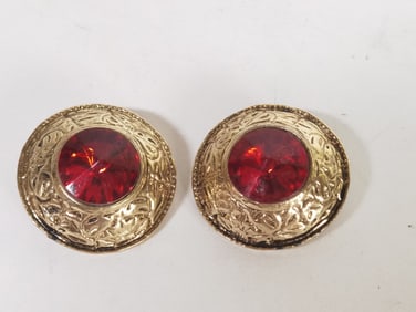 Pr. of Costume Gold Tone Rhinestone Ear Clips