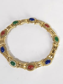 Costume Gold Tone Stone Inlay Necklace