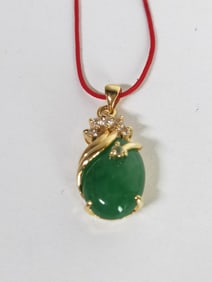 18K Gold Plated CZ Jadeite Pendant