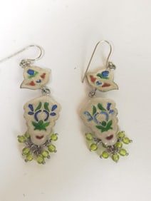 Pr. of Cotume Enameled over Metal Earrings