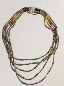 Chinese Multistrand Tourmaline Beads Necklace
