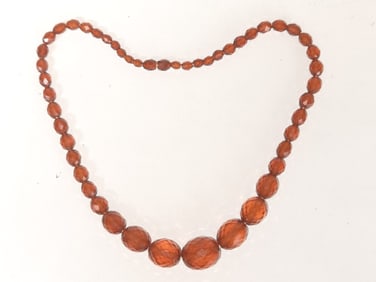 Faceted Amber Bead Necklace