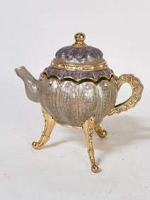 Olivia & Gracie Jeweled Butterfly Teapot Music Box