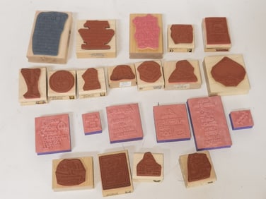 (22) Wood Carved Rubber Stamps