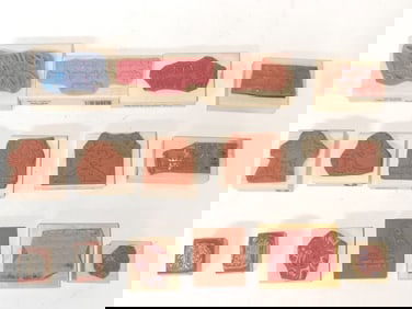 (15) Wood Carved Rubber Stamps