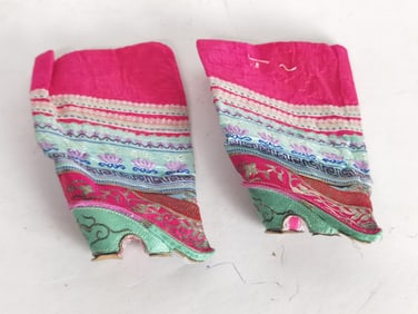 Pr. of Chinese Embroidered Lotus Shoes